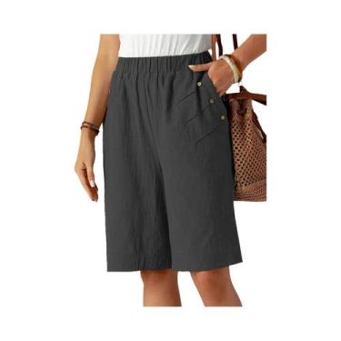 Imagem de Shorts Femininos De Cintura Alta De 5 Polegadas Para O Verão, Cor Sóli