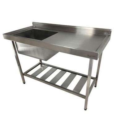 Imagem de Pia Aço Inox Industrial 120x60x90 cm Cuba Esquerda Nortinox