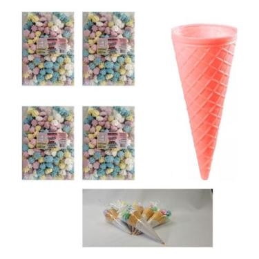 Imagem de Mini Suspiro Sortido E Casquinhas Rosa, Kit 60 Lembrancinha - INCOPAL