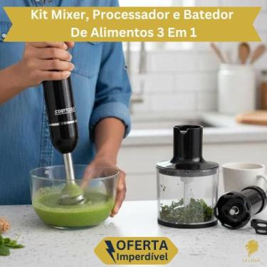 Imagem de Kit Mixer 3 em 1 Processador, Batedor, Triturador de Alimentos Elétric