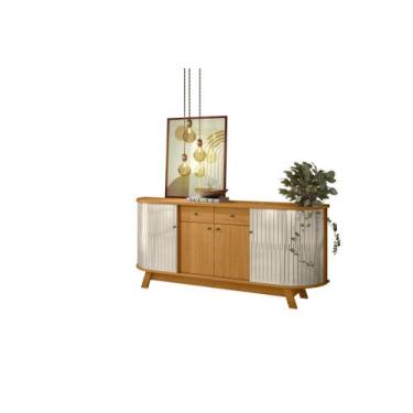 Imagem de Buffet Mônaco 4 Portas 2 Gavetas com Pés e Prateleiras 183cm Cinamomo 
