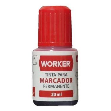 Imagem de Tinta Refil Para Marcador Permanente Recarregável Vermelho 20ml Worker