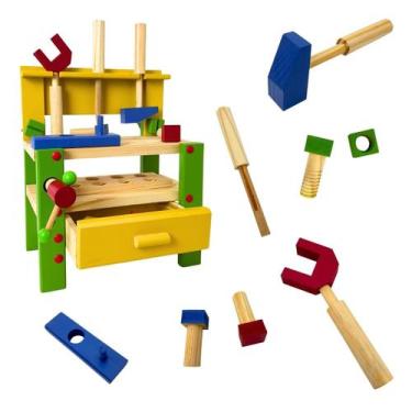 Imagem de Bancada de Ferramentas em Madeira Infantil Brinquedos Educativos Carim