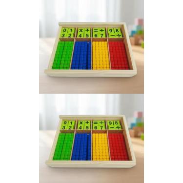 Imagem de Jogo Educativo Matemática 4 Operações 88 Peças Madeira - Congratulatio