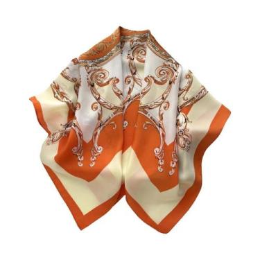 Imagem de Lenço De Seda Luxuoso Feminino 70x70cm, Estilo Praia, Bandana Para Cab