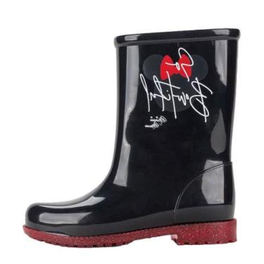 Imagem de Bota Galocha Minnie Grendene E Capa De Chuva Ref 23083, 25, Preto