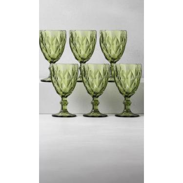 Imagem de Jogo 6 Taças Vidro Diamond 300ml Verde - Congratulations Store