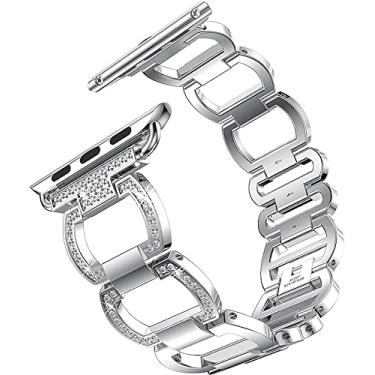 Imagem de Pulseira Aço Elos Strass Agnes, Compatível com Apple Watch (42/44/45, Prata)