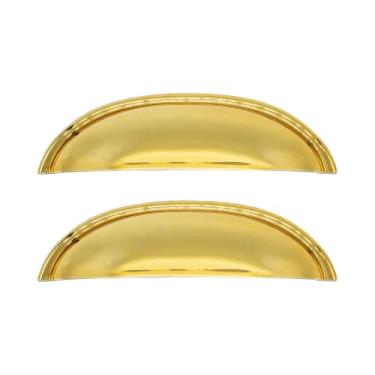 Imagem de 2 Puxador Guarda Roupa Colonial Meia Lua Concha Prata Bronze (Dourado)