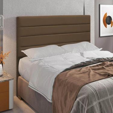 Imagem de Cabeceira Rubi Cama Box King 195cm Suede Marrom