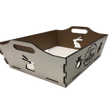 Imagem de Cesta Feliz Páscoa Médio Branco - Mdf