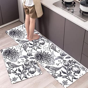 Imagem de youyoucool Tapetes de cozinha coloridos para o chão, antiderrapante, conjunto de tapetes de cozinha e tapetes de cozinha de fazenda - 2 peças 41 x 61 cm + 41 x 119 cm