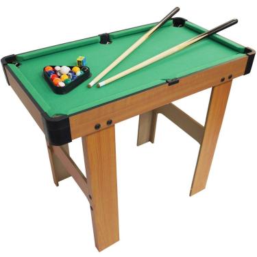 Imagem de Mini Mesa de Sinuca Bilhar Snooker Infantil Com Pé 2 Tacos 16 Bolas Triângulo Giz Brinqway BW-117