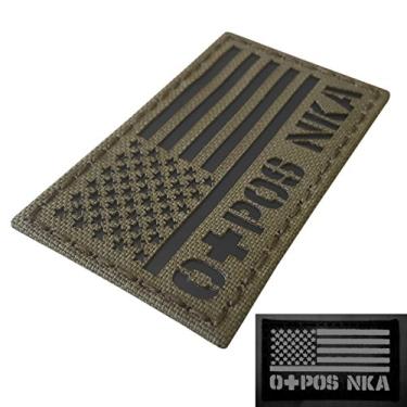 Imagem de Ranger Green Infrared Bandeira dos EUA OPOS O+ Tipo de Sangue NKA NKDA IR Adesivo Tático Moral com Fecho de Toque
