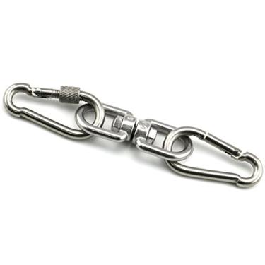 Imagem de Lind Kitchen 1 gancho giratório de extremidade dupla M5 de aço inoxidável 304 conector de anel giratório olho a olho + 2 peças de gancho de pressão M5