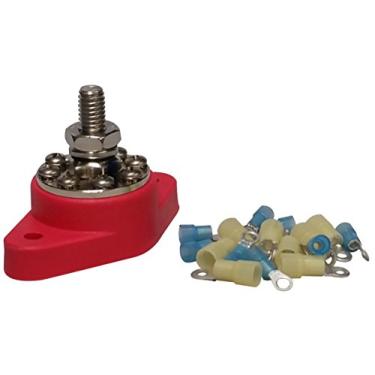 Imagem de Conjunto de junção de parafusos de distribuição - 8 blocos de terminais - kit de barras de barramentoJQuad 3/8" Stud vermelho 8-3/8R