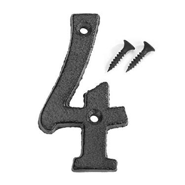 Imagem de Placa de casa flutuante 3D de 8 cm, placa de metal retrô, números árabes digitais, placa de porta de ferro fundido, decoração criativa de pátio, preta, antiferrugem, durável