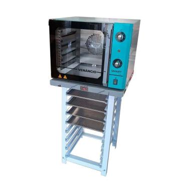 Imagem de Forno Turbo Convec. Inox E Turquesa Fcsb4e 220v + Bancada Mes-004 + 4 Assadeiras - Venâncio 220v
