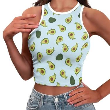 Imagem de Yewattles Top curto sexy para mulheres gola alta camisetas colete regata menina roupas de verão PP-2GG, Abacate, XXG