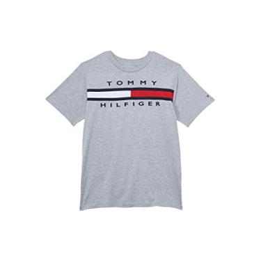 Imagem de Tommy Hilfiger Camiseta de gola redonda com bandeira de manga curta para meninos, Urze cinza legado, 6