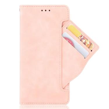 Imagem de Capa para Oukitel C35. Capa flip de couro PU com compartimentos móveis para cartão. Design de suporte - rosa