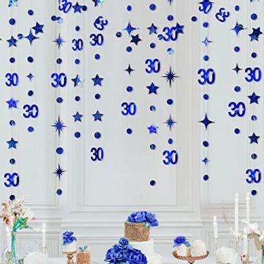 Imagem de Decorações de aniversário de 30 anos, número 30, círculo, bolinhas, guirlanda de estrelas, cintilante, faixa de fundo para ela, feliz sujo, 30 anos de idade, artigos de festa de 30 anos