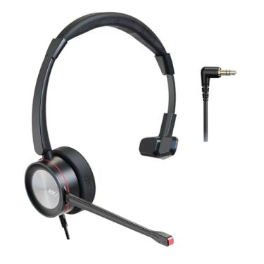 Imagem de Fone de ouvido para telefone de 2,5 mm com microfone para telefones de escritório, fone de ouvido, fone de ouvido, cancelamento de ruído para telefones sem fio domésticos, telefones Panasonic KX-TGF380M, Cisco Linksys SPA 303G, Grandstream Uniden, telefones de decalque etc.