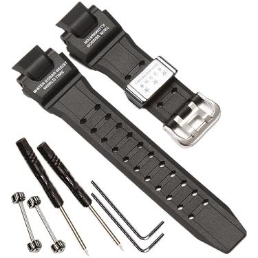Imagem de Pulseira de relógio de resina compatível com Casio g shock GW-4000 GA-1000 GW-A1000 GWA1100 GA-1100 sky cockpit pulseira masculina à prova d'água acessórios de borracha esportiva com também (preto)