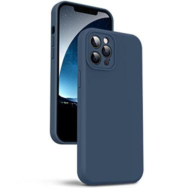 Imagem de Supdeal Capa de silicone líquido para iPhone 12 Pro Max, [proteção da câmera] [antiimpressões digitais] Capa protetora de 4 camadas, capa de microfibra embutida, 6,7 polegadas, azul escuro