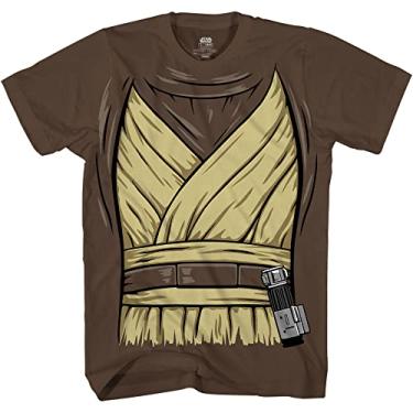 Imagem de Camiseta masculina com estampa de fantasia de Halloween Luke Skywalker Jedi Yoda OBI-Wan Ben Kenobi, Marrom chocolate premium, P