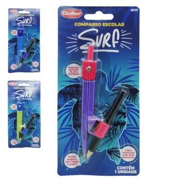 Imagem de Compasso escolar de plastico surf color com lapis na cartela