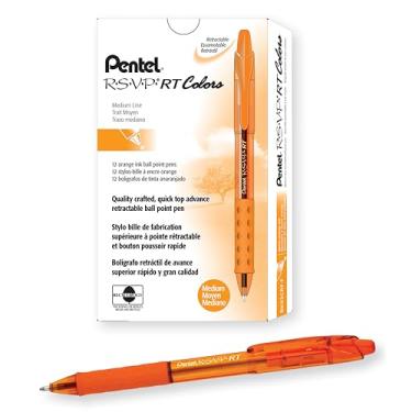 Imagem de Pentel Caneta esferográfica retrátil RSVP RT Colors (1,0 mm), linha média, barril, tinta laranja, caixa com 12 (BK93CRF-F)