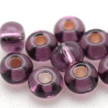 Imagem de Miçanga 6/0 Preciosa Jablonex 50g Transparentes (miolo prata) Guias Brajás Colares Pulseiras Bordados (Lilás)