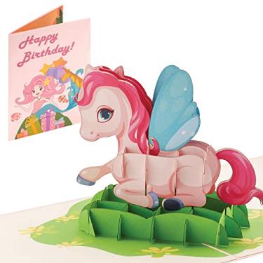Imagem de ioyounow Cartão de aniversário de unicórnio pop-up – Cartão de felicitações de 15 x 15 cm, cartão pop-up 3D para crianças Dia especial – Brilha e brilha em qualquer ocasião, arte pop-up