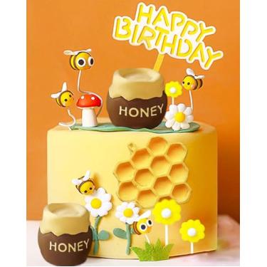 Imagem de JeVenis Bumble Bee Cake Decoration Bumble Bee Baby Shower Cake Decoration Mommy to Bee Day Cake Decoration Fun to Bee One Cake Topper Bumble Bee Party Favors Supplies