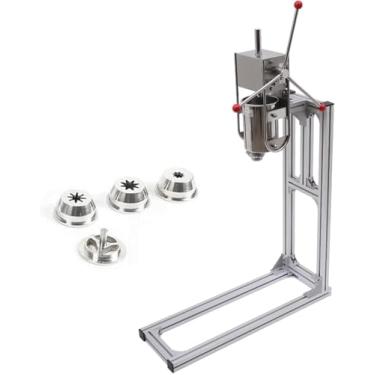 Imagem de Máquina comercial de churros manivela de aço inoxidável profissional fabricante de churros casa tipo vertical manual espanhol donuts churros máquina de enchimento aplicável para restaurantes
