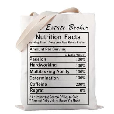 Imagem de PWHAOO Bolsa de corretor imobiliário, bolsa sacola de informações nutricionais para corretor de imóveis, presente de agente imobiliário, Bolsa Realtor Nutrition