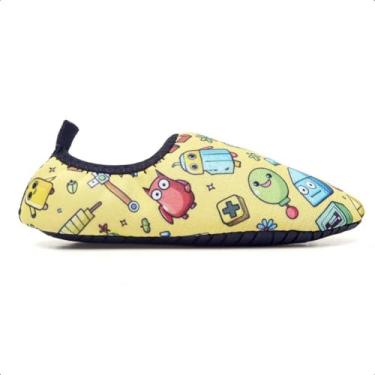 Imagem de Sapatilha Infantis Antiderrapantes,Aquática, Calce Facil Macias, para Praia, Piscina, Natação, Surf, Barco, Pesca, Camping, Caminhada (Minecraft Amarelo, BR, Criança de 4 a 8 anos, Faixa Numérico, 21, 22)