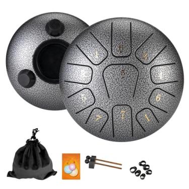 Imagem de Miwayer Tambor de língua de aço, 15 cm, 11 notas, tambor de sino de chuva para jardim, tambor de chakra para educação musical, acampamento, entretenimento, meditação, ioga (prata, 15 cm, 11 notas)