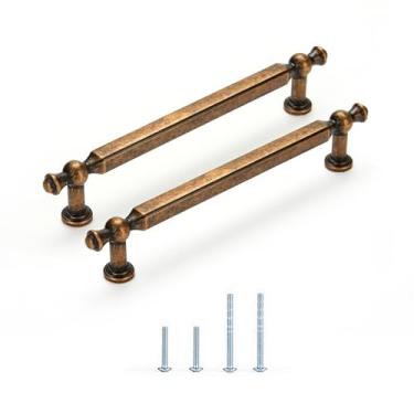 Imagem de Satanga Puxadores de armário de cozinha retrô latão moderno maçanetas de gaveta 12 cm pacote com 4 ferragens decorativas para puxadores rústicos de cômoda antiga porta de armário móveis de fazenda