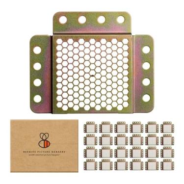 Imagem de Beehive Picture Hangers O kit de pendurar fotos totalmente ajustável inclui nossa ferramenta exclusiva para pendurar quadros de madeira e telas de arte em drywall 144 peças para pendurar 12 molduras