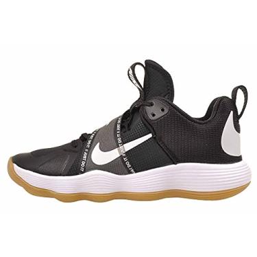 Imagem de Nike Tênis feminino de vôlei React Hyperset, preto/branco-chiclete, marrom claro, 34, Preto/Branco-Goma