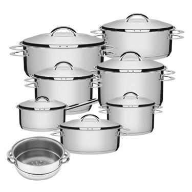 Imagem de Jogo de Panelas Solar 8 Peças em Aço Inox Fundo Triplo Tramontina
