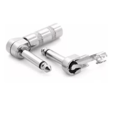 Imagem de Plug Conector P10 Ponta Em L Mono Com Mola E Ranhuras - MXT