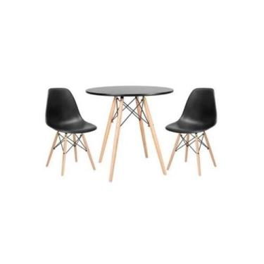 Imagem de Kit - Mesa Redonda Eames 70 Cm Preto + 2 Cadeiras Eiffel Dsw - Univers