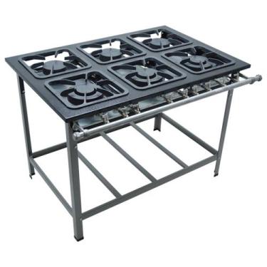 Imagem de Fogao Industrial 6 Bocas M-15 M/m S2000 30X30 Perfil 6,5Cm Com Porta P