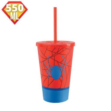 Imagem de Copos Infantis Super Heróis 550ml c/ Tampa e Canudo Usual - Usual Util