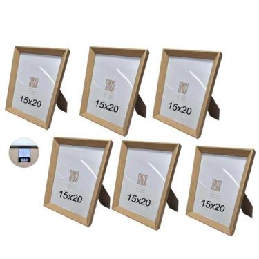 Imagem de Kit 6 Porta Retrato Madeira 15x20 Quadro de Fotos Decoração - MultiA, 