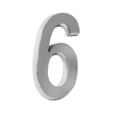 Imagem de Número Residencial 3D "6" Plástico ABS Cromado Metalcromo, Cromado