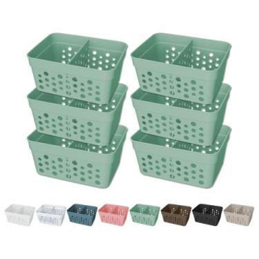 Imagem de Kit 6 Cesto Organizador Trama Rattan c/ Divisória Removível - Usual Ut